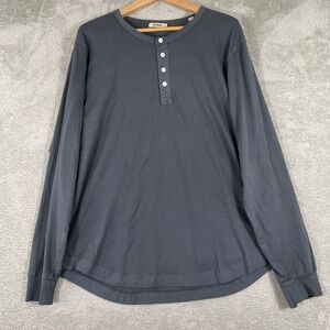 Buck Mason Henley‎ Shirt Mens Large Charcoal Gray Long Sleeve Cotton
